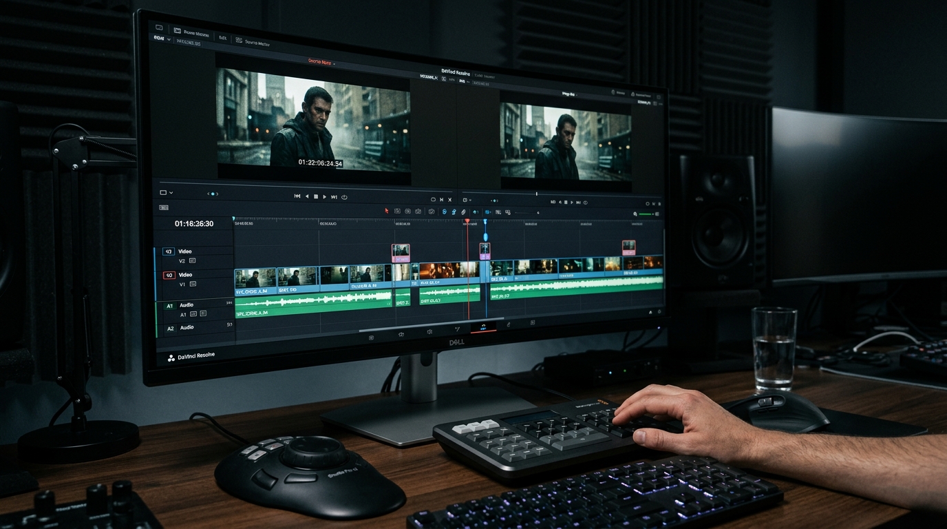 Close-up of a video editing timeline